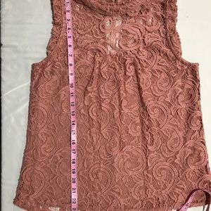 Rose Mauve Pink overlay lace sleeveless top L